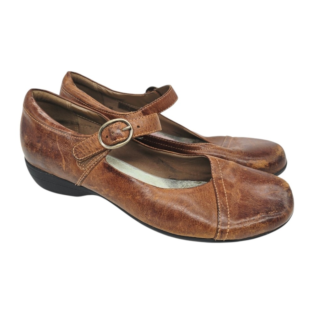Dansko Fawna Clog Womens 9 (39) Mary Jane Heel Chestnut‎ Leather Comfort Strap